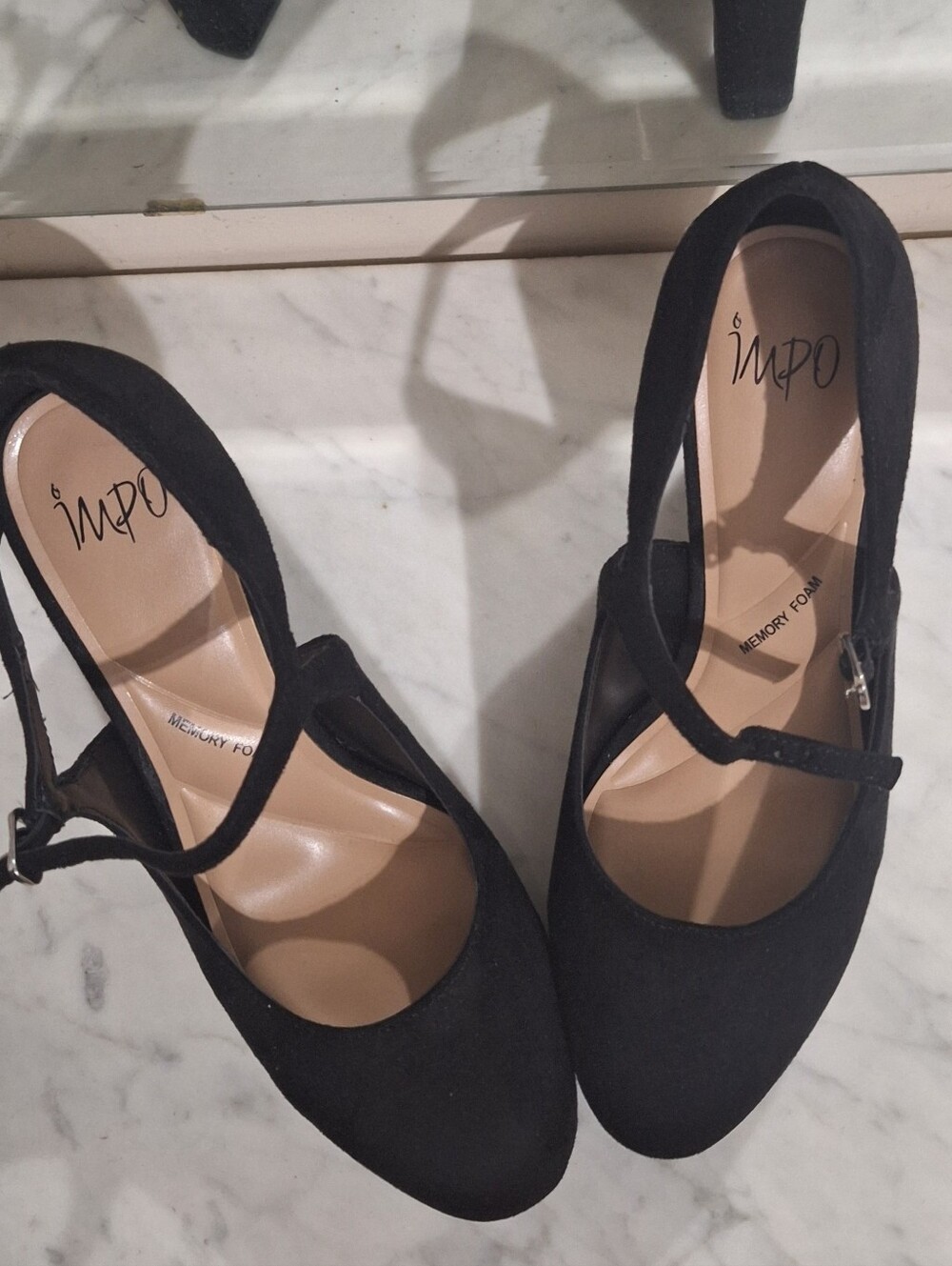 Impo Black Mary Jane Heels with Buckle Strap